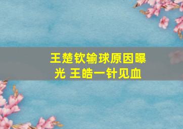 王楚钦输球原因曝光 王皓一针见血